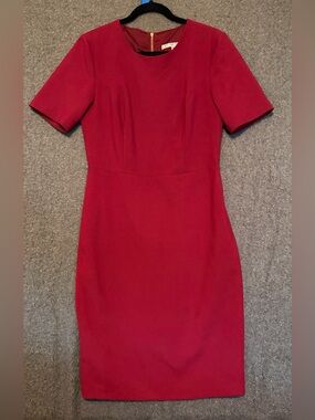 Trina Turk Red Short-Sleeve Sheath Midi Dress